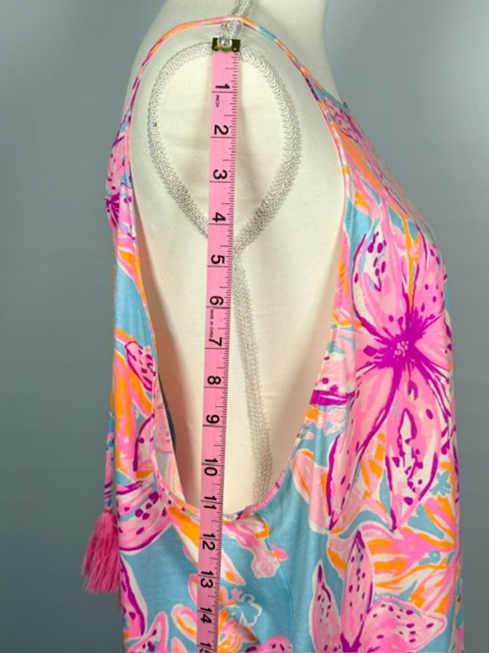 Lilly Pulitzer Margot Swing Dress Surf Blue Bonita Blooms Tassels XXL - Picture 8 of 13